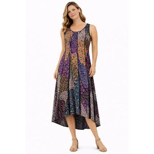 Midi Dress Womens Small Multi-Color Paisley Sleeveless Fit and Flare